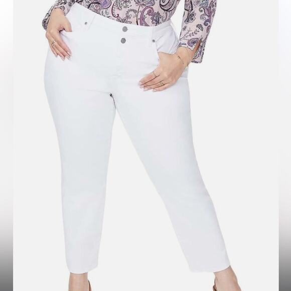 Not Your Daughters Jeans NYDJ Sheri Slim Ankle Jeans Side Slits Optic White 22W‎ - Picture 1 of 13